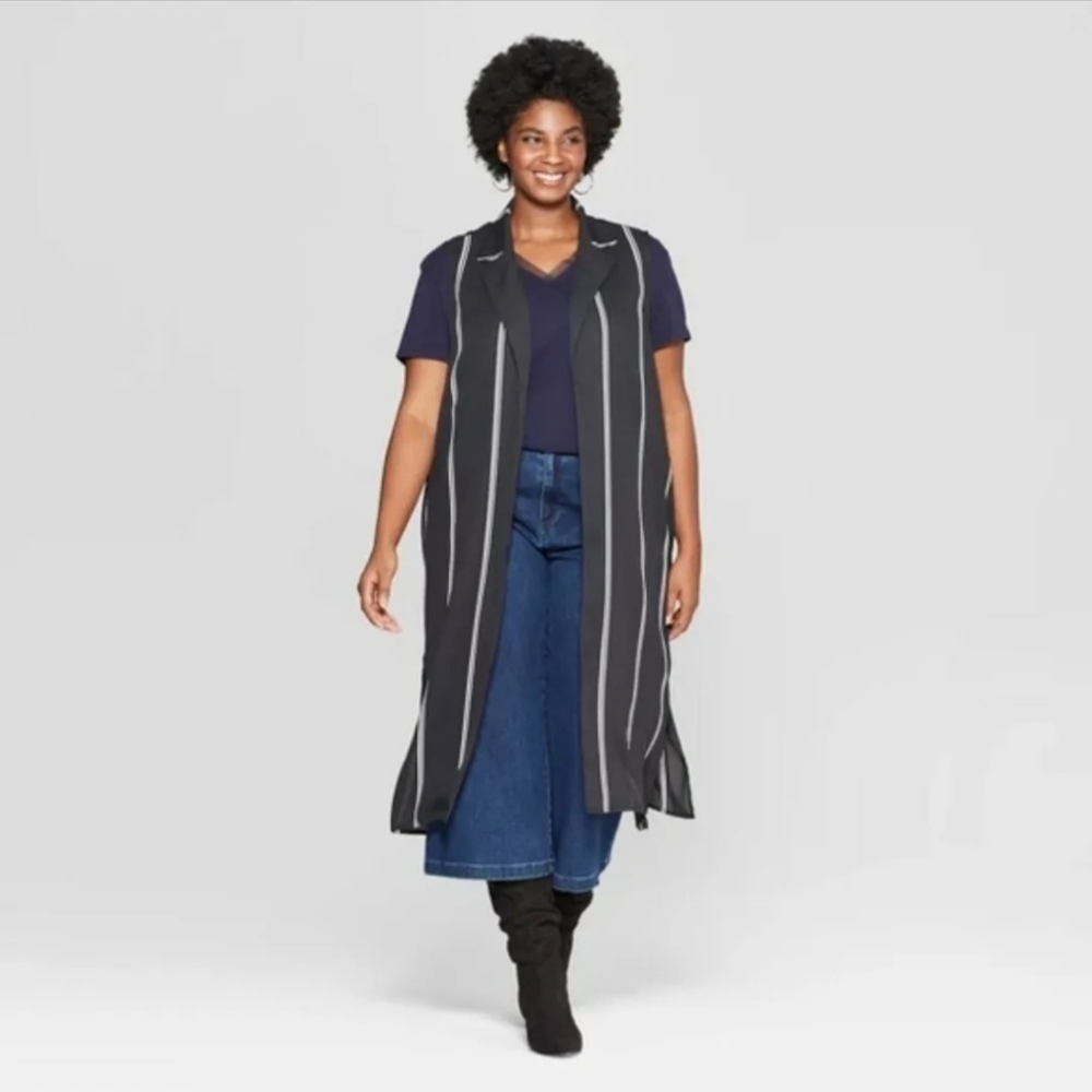 a new day Notch Lapel Open Front Duster Length Long Vest XXL NEW